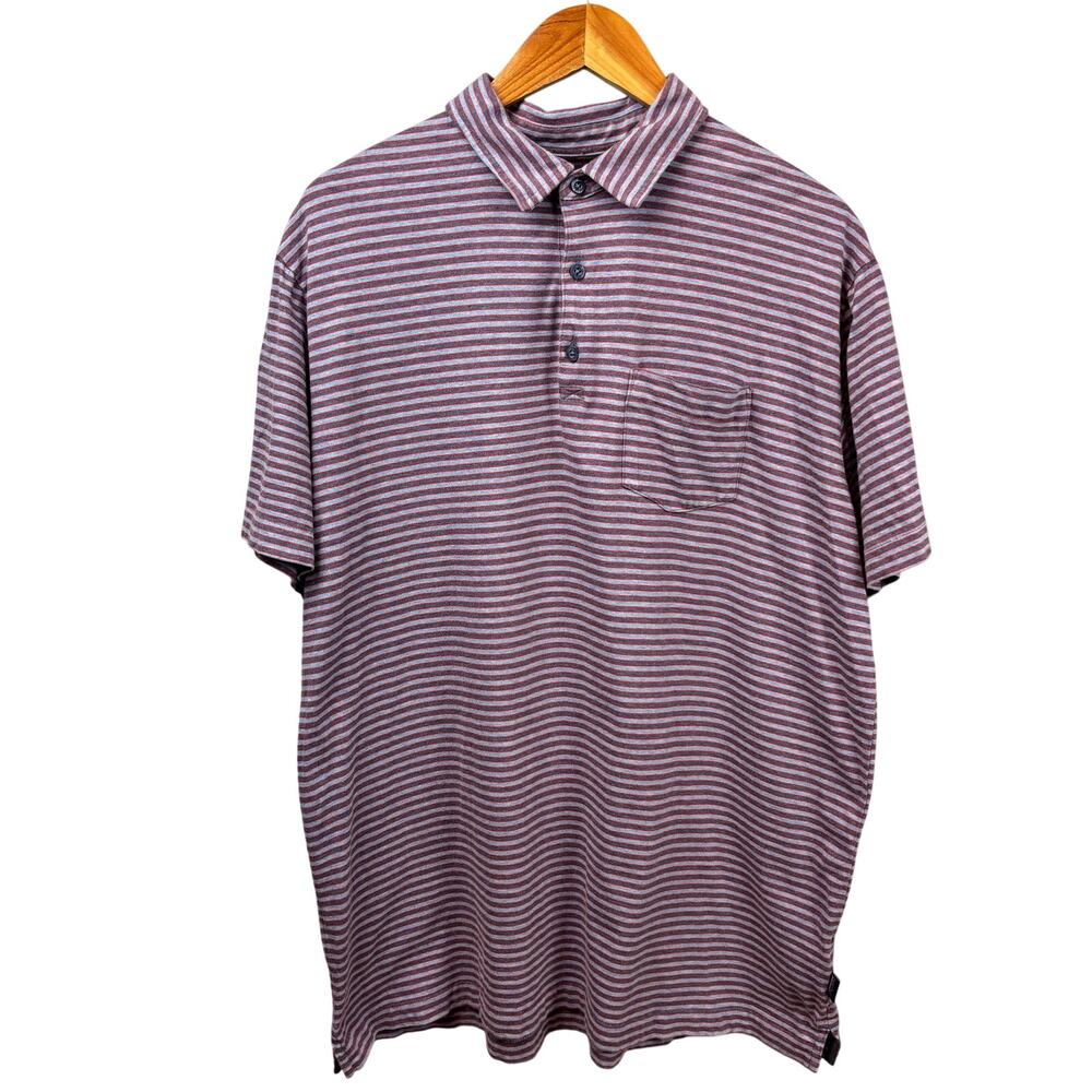 PATAGONIA Polo Shirt Mens Large Red Striped Short Sleeve Organic Cotton Mens XL